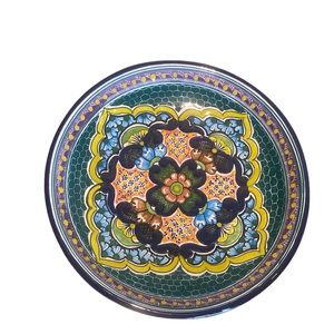 Talavera Raised pattern Spanish design 10” round dish curved edges